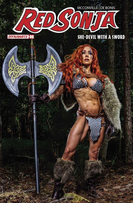 PRE-SALE: RED SONJA SHE DEVIL WITH A SWORD #6 CVR E COSPLAY VICTORIA RECCHIONE VAR