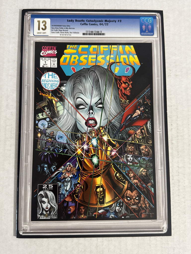 LADY DEATH Cataclysmic Majesty #2 NM- Coffin Obsession Slabbed Edition Variant LTD to 400