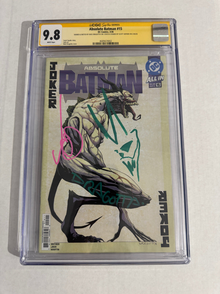 ABSOLUTE BATMAN #15 CGC SS 9.8 SIGNED by Snyder & Dragotta W/ Remark