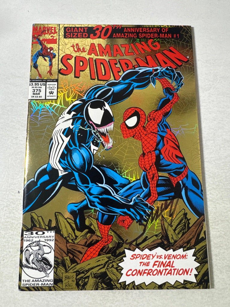 AMAZING SPIDER-MAN #375 VF+ SIGNED by Mark Bagley