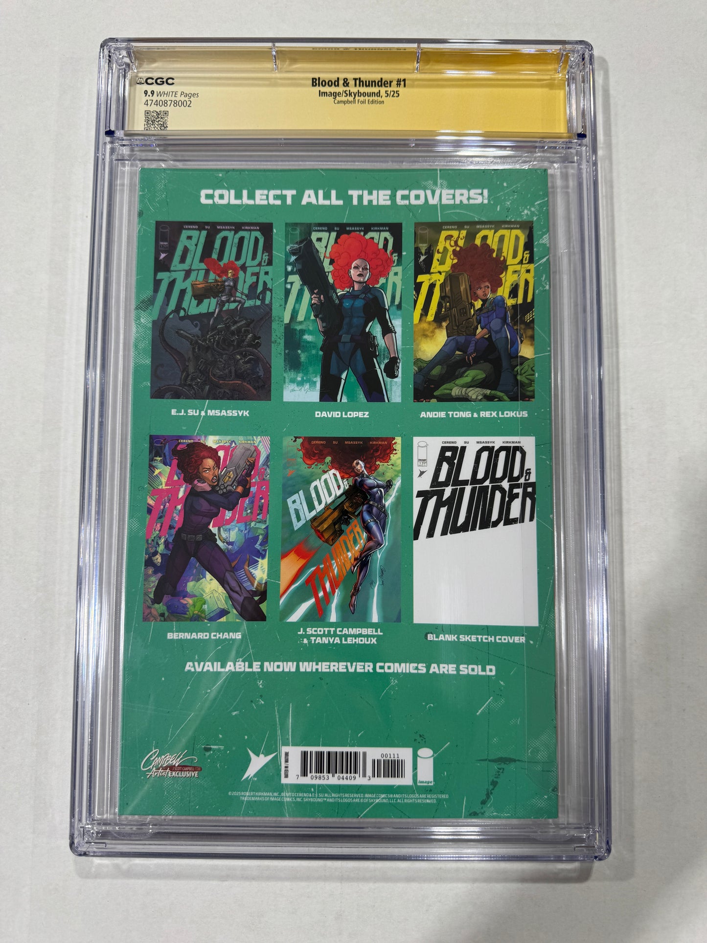 BLOOD & THUNDER #1 CGC SS 9.9 J Scott Campbell Foil Variant SIGNED LTD to 1000
