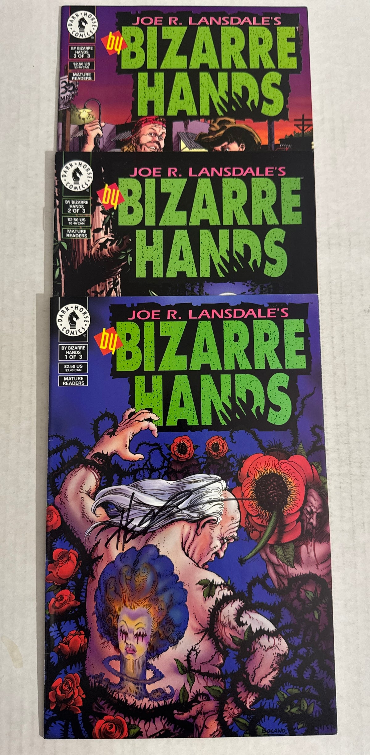 BIZARRE HANDS #1-3 VF/NM SET #1 SIGNED by Phil Hester