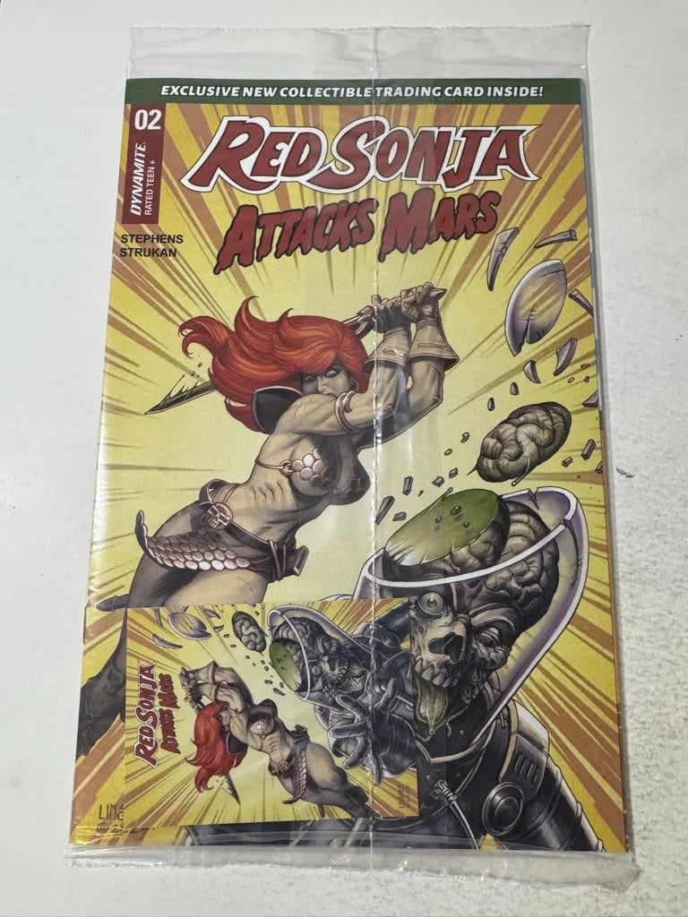 RED SONJA MARS ATTACKS #2 NM Sealed Joseph Michael Linsner Card Variant