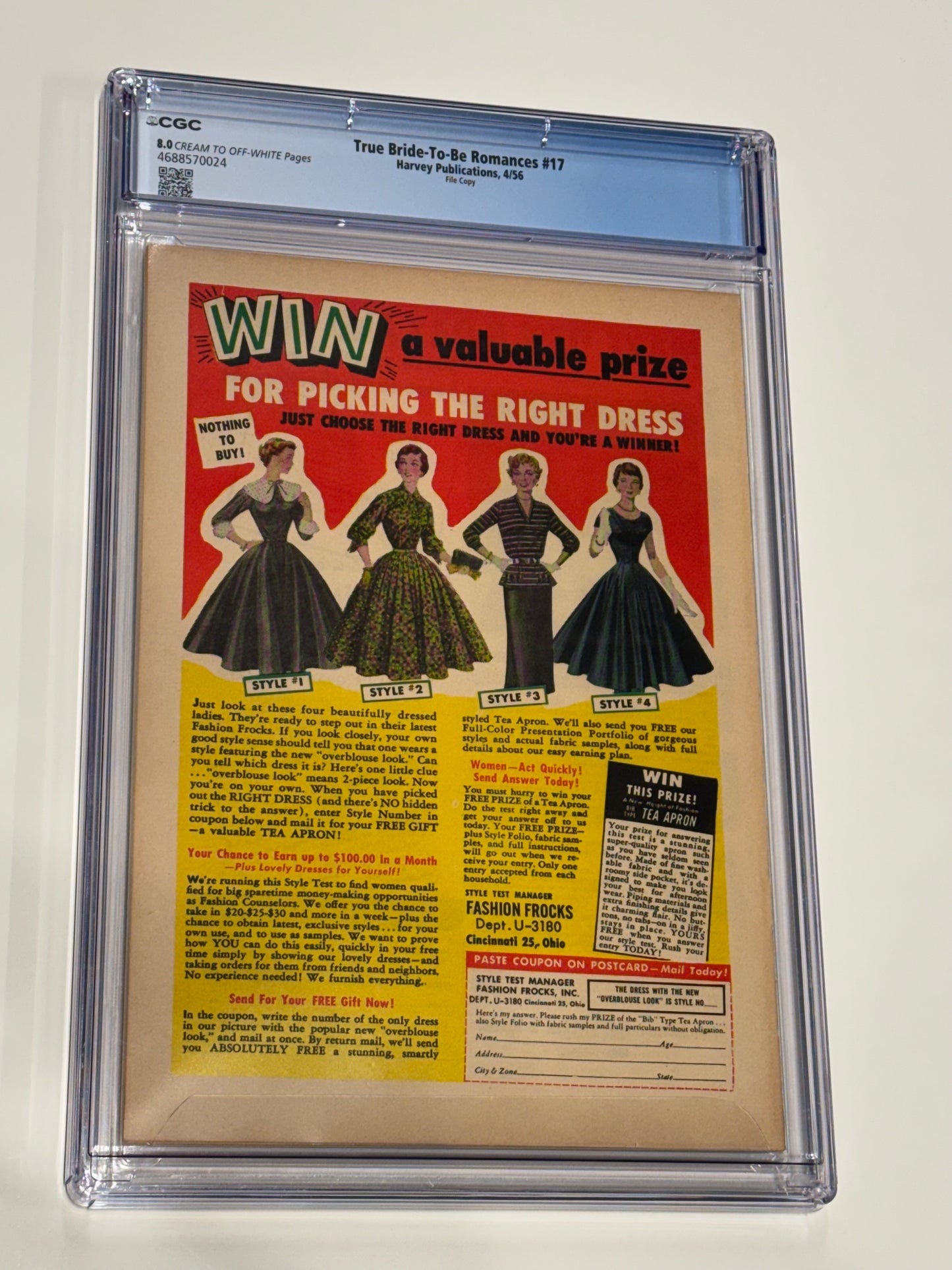 TRUE BRIDE-TO-BE ROMANCES #17 CGC 8.0 Jack Kirby Cover