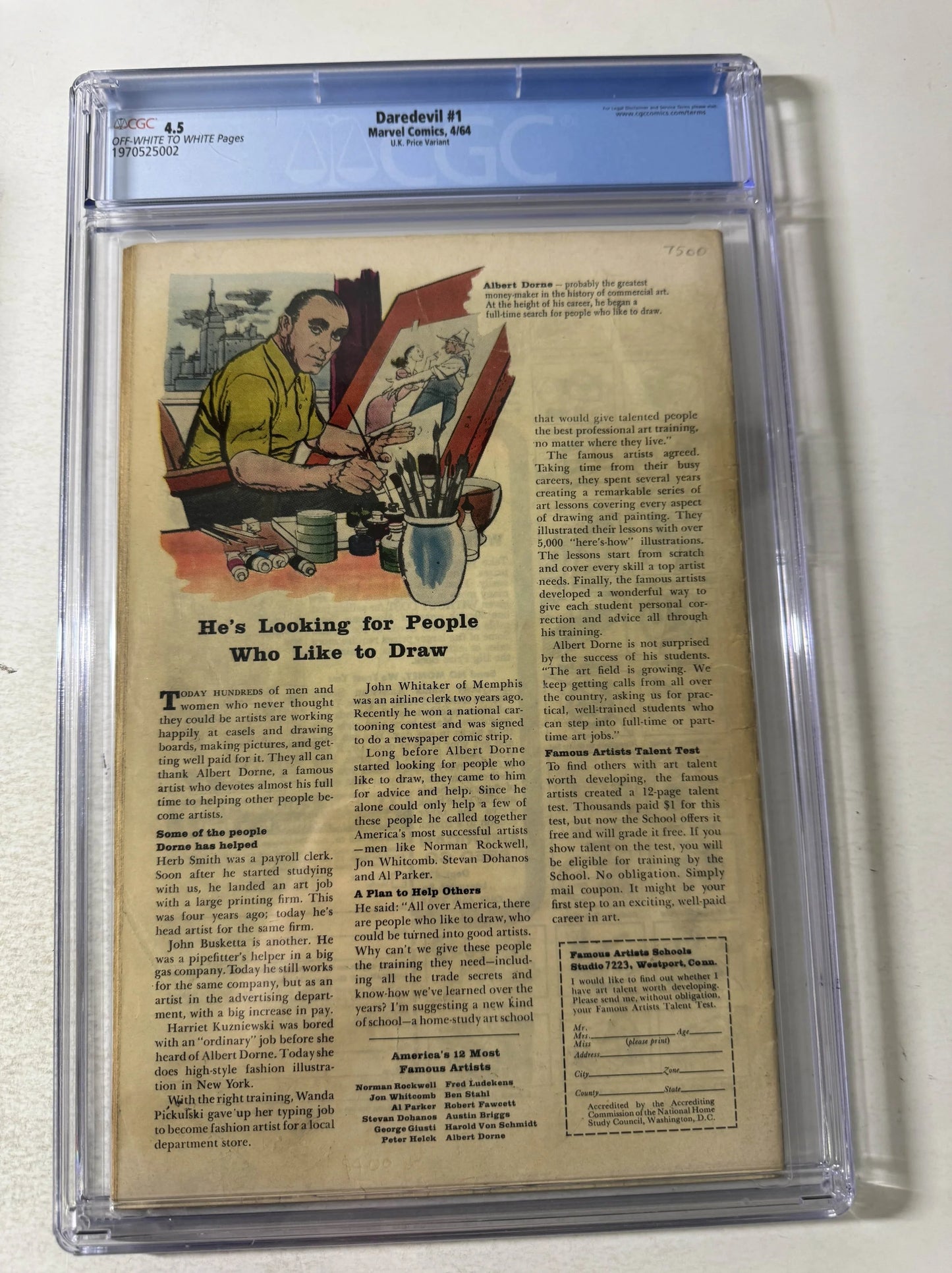 DAREDEVIL #1 CGC 4.5 1ST APPEARANCE UK Price Variant