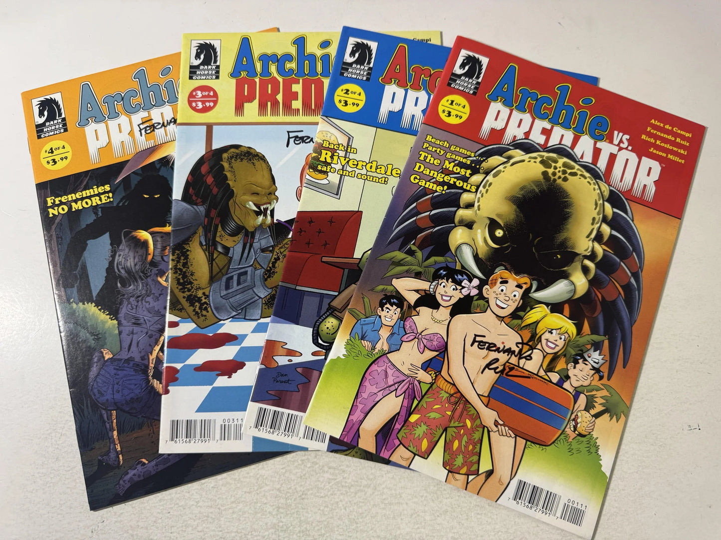 ARCHIE VS PREDATOR #1-4 VF/NM Set SIGNED