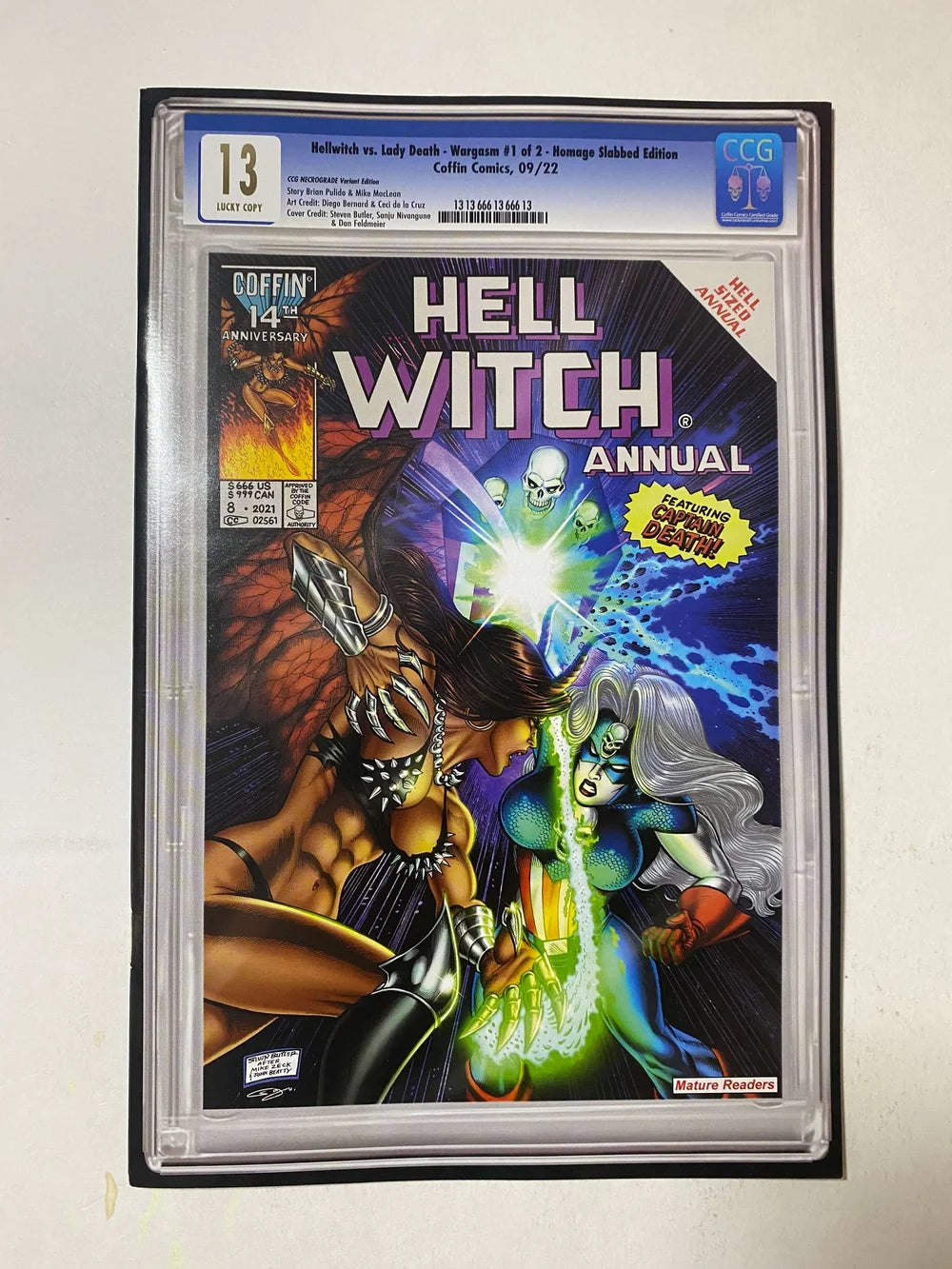 HELLWITCH VS LADY DEATH Wargasm #1 NM Homage Slabbed Edition Variant LTD 400
