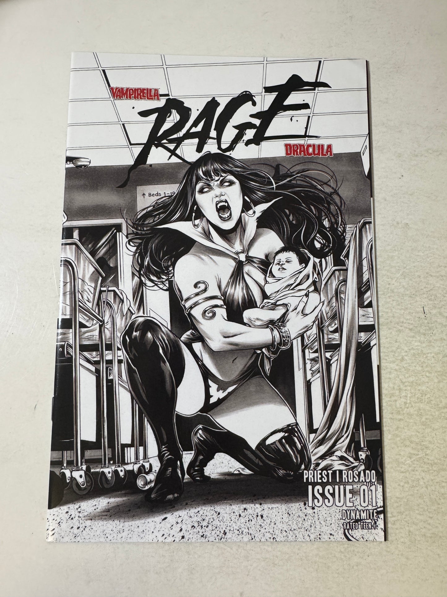 VAMPIRELLA DRACULA RAGE #1 NM 1:10 B/W Mike Krome Variant