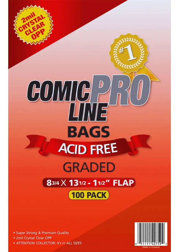 COMIC PRO LINE GRADED COMIC BAGS 100 Pack