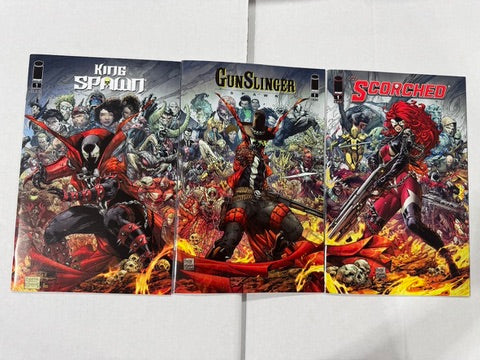 KING SPAWN #1 THE SCORCHED #1 GUNSLINGER SPAWN #1 NM Brett Booth & Todd McFarlane  Connecting Variant SET