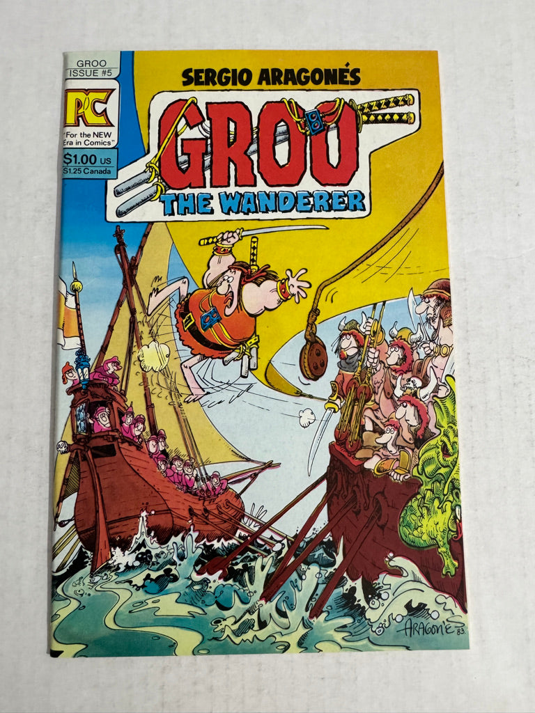 GROO THE WANDERER #5 NM SIGNED by Sergio Aragones W/ Head Sketch