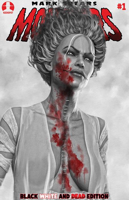 PRE-SALE: MARK SPEARS MONSTERS #1 7TH PTG BLACK WHITE & DEAD EDITION CVR B MARK SPEARS THE CRIMSON BRIDE VAR