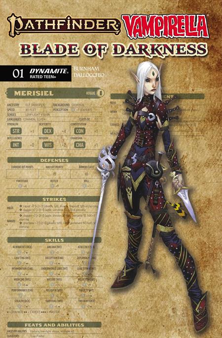 PRE-SALE: PATHFINDER VAMPIRELLA BLADE OF DARKNESS #1 CVR C WAYNE REYNOLDS CHARACTER SHEET VAR