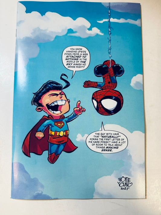 MARVEL / DC: SPIDER-MAN / SUPERMAN #1 NM Skottie Young Virgin Variant