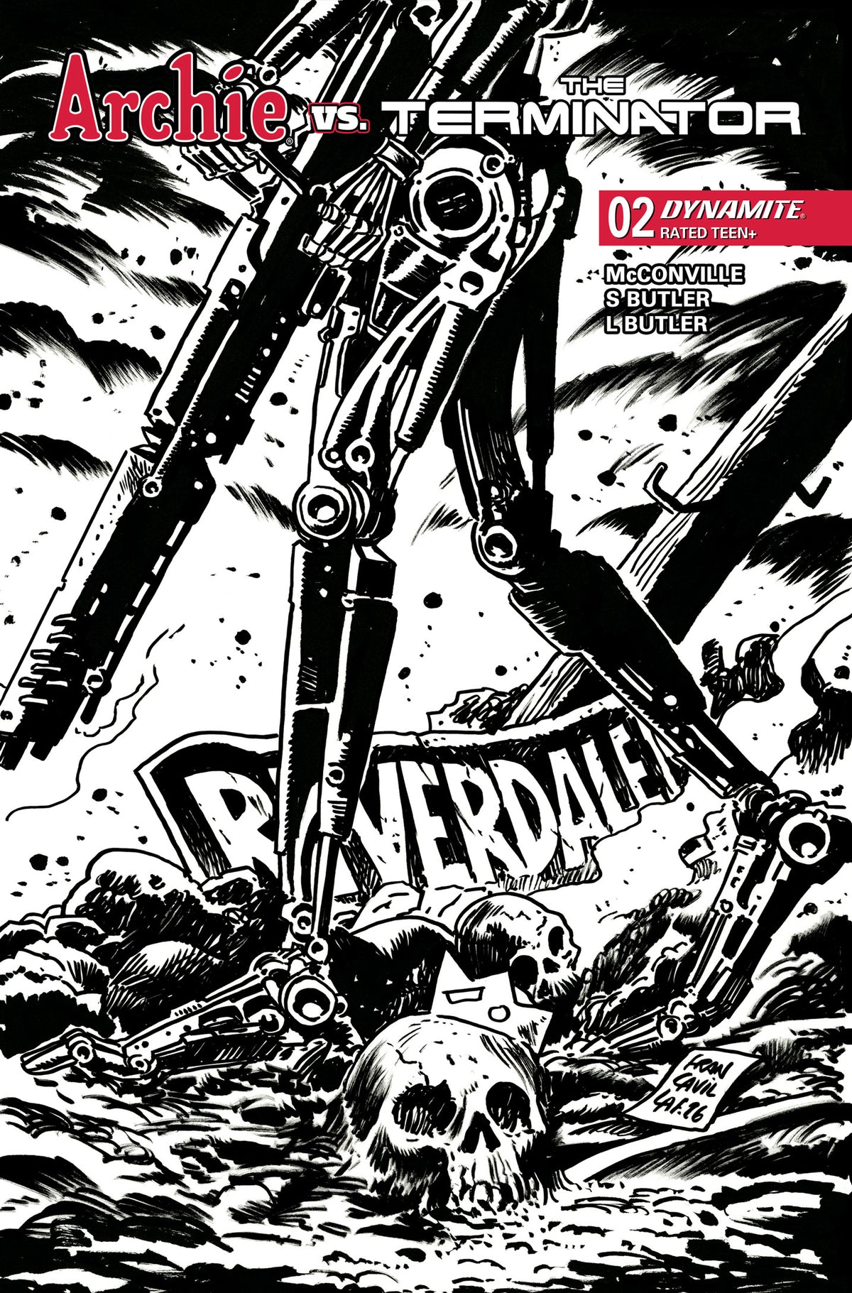 ARCHIE VS THE TERMINATOR #2 CVR K FRANCESCO FRANCAVILLA LINE ART VAR