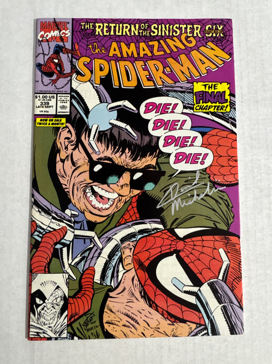 AMAZING SPIDER-MAN #339 VF+ Erik Larsen Cover SIGNED by David Michelinie