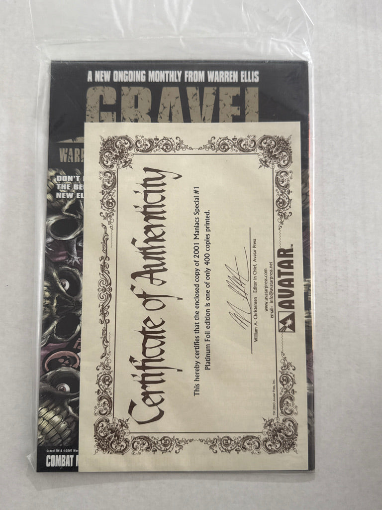2001 MANIACS SPECIAL #1 Sealed Platinum Foil Variant LTD to 400
