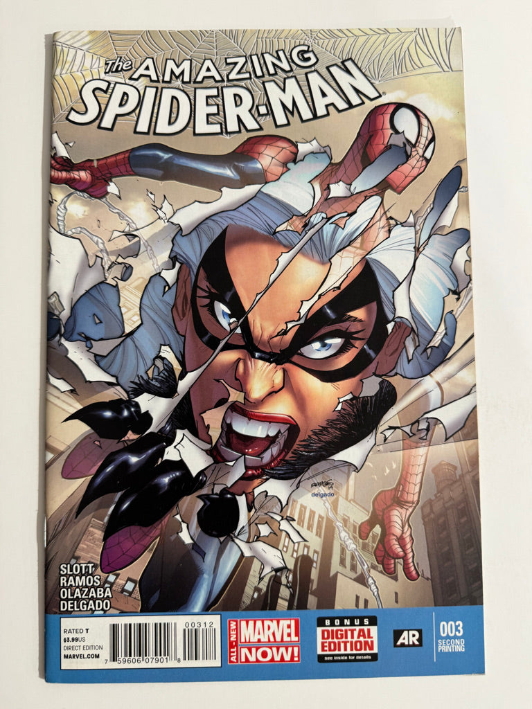 AMAZING SPIDER-MAN #3 Vol 3 VF- 2nd Print Humberto Ramos Cover