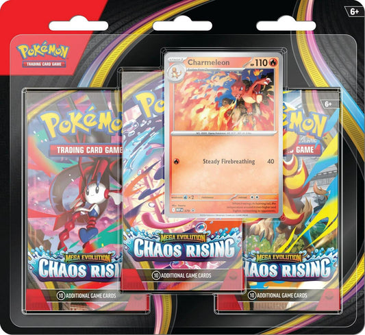 POKEMON Mega Evolution CHAOS RISING Booster Pack 3 Pack W/ Charmeleon Promo Card