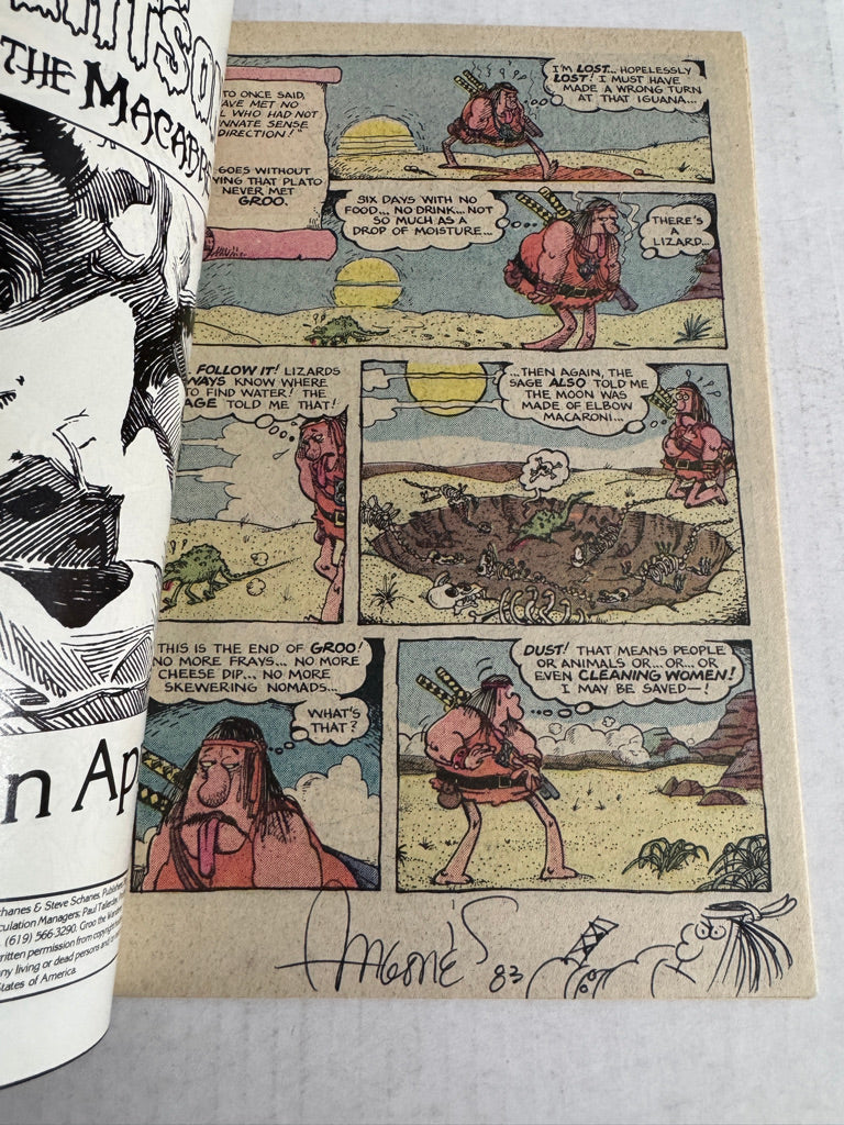 GROO THE WANDERER #3 NM SIGNED by Sergio Aragones W/ Head Sketch