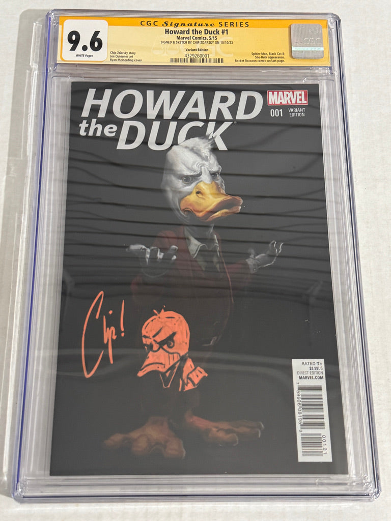 HOWARD THE DUCK #1 CGC SS 9.6 1:15 Ryan Meinerding Variant SIGNED & REMARKED by Chip Zdarsky