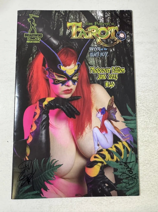 JIM BALENT'S TAROT Witch of The Black Rose #140 VF+ Photo Variant SIGNED by Jim Balent & Holly Golightly