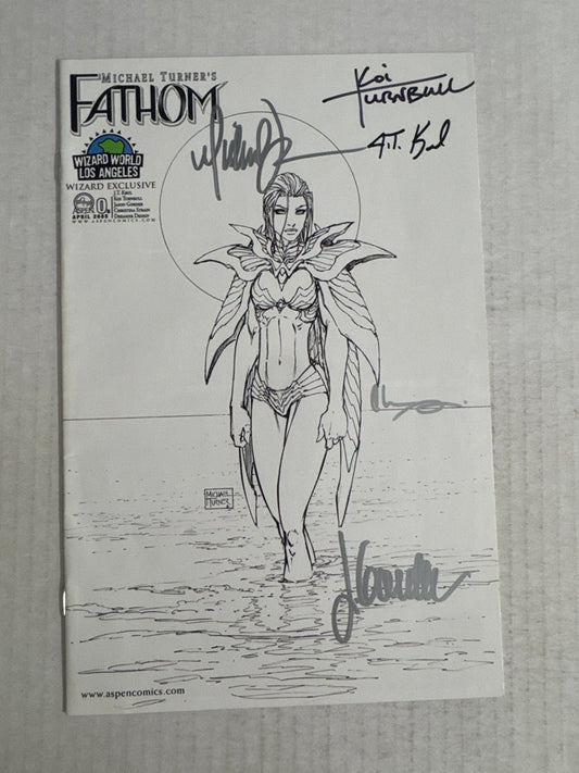 FATHOM #0 VF Michael Turner Wizard World Sketch Variant SIGNE 5x