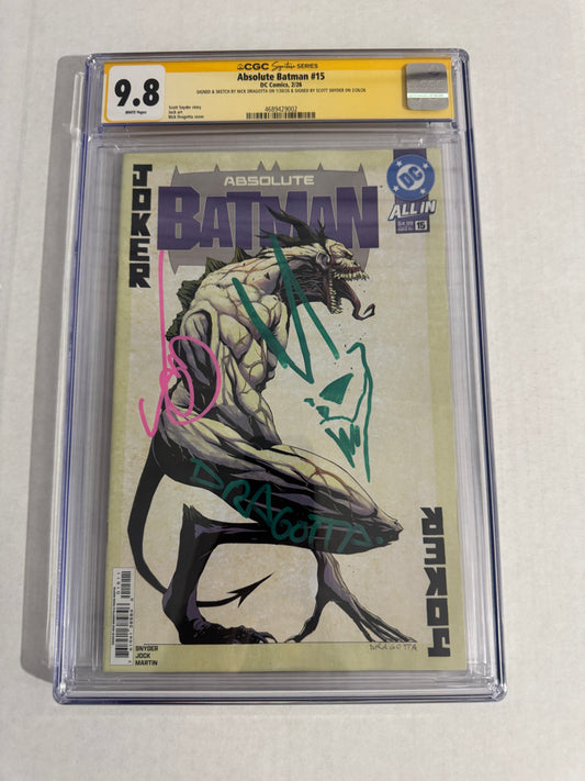 ABSOLUTE BATMAN #15 CGC SS 9.8 SIGNED by Snyder & Dragotta W/ Remark