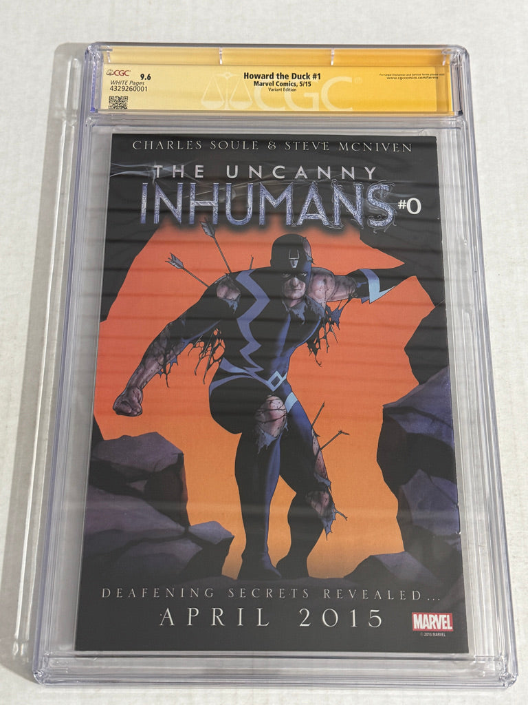 HOWARD THE DUCK #1 CGC SS 9.6 1:15 Ryan Meinerding Variant SIGNED & REMARKED by Chip Zdarsky