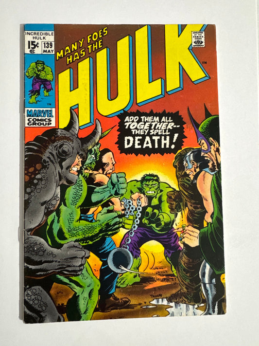 INCREDIBLE HULK #139 FN