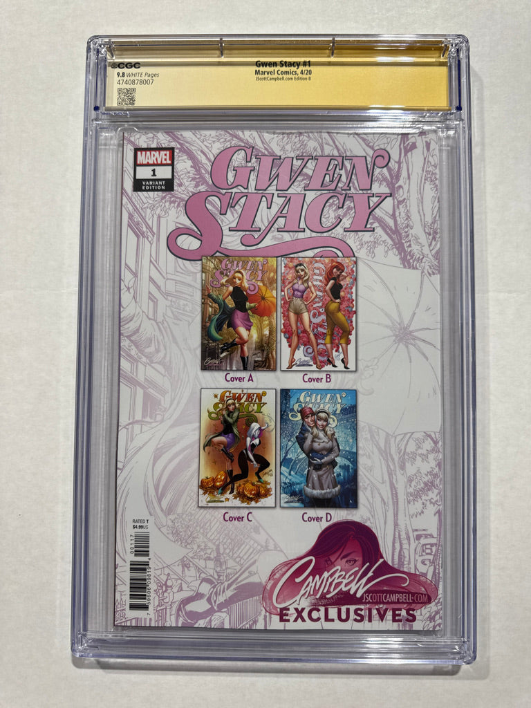 GWEN STACY #1 CGC SS 9.8 J Scott Campebll B Variant SIGNED