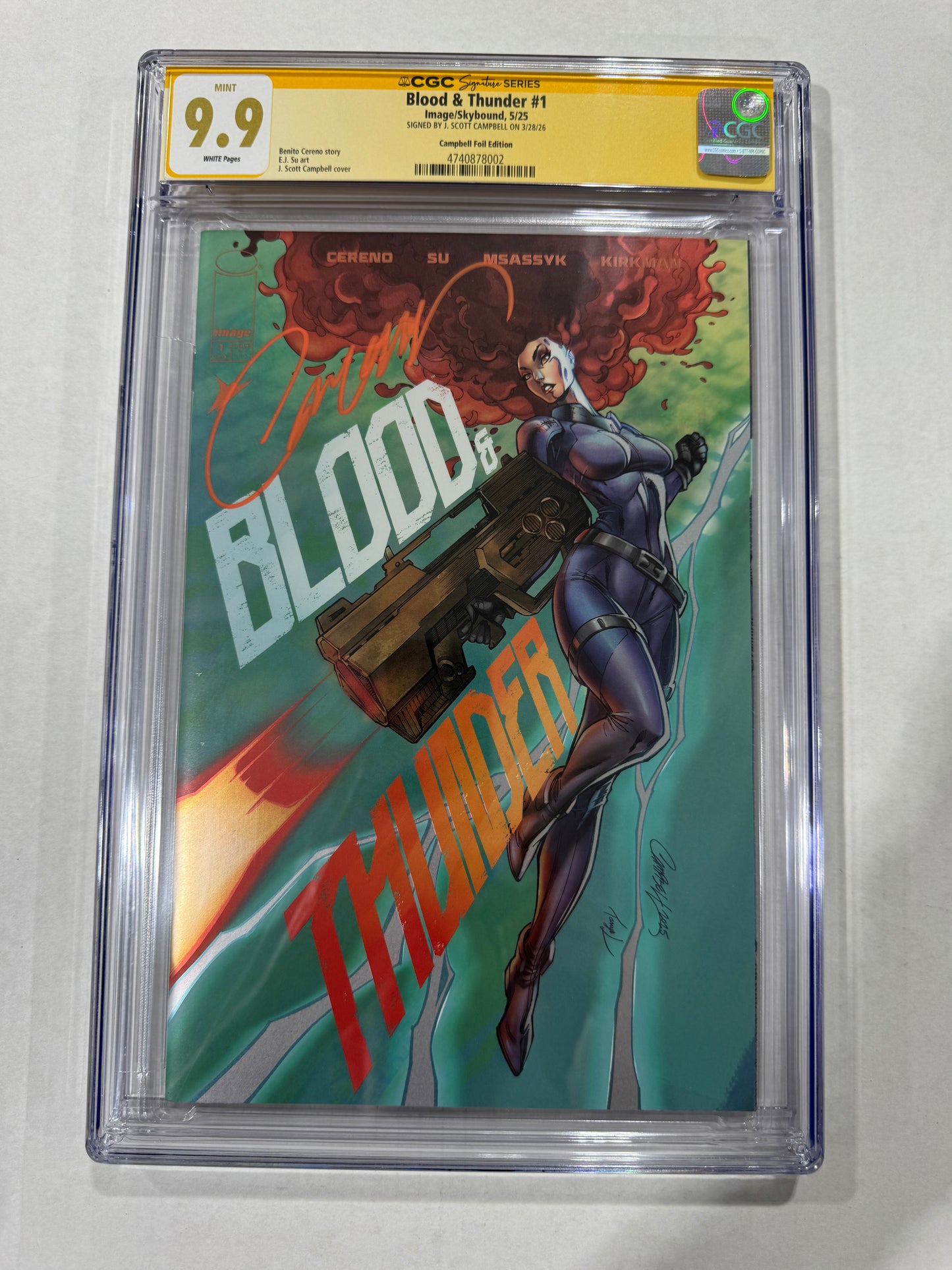 BLOOD & THUNDER #1 CGC SS 9.9 J Scott Campbell Foil Variant SIGNED LTD to 1000