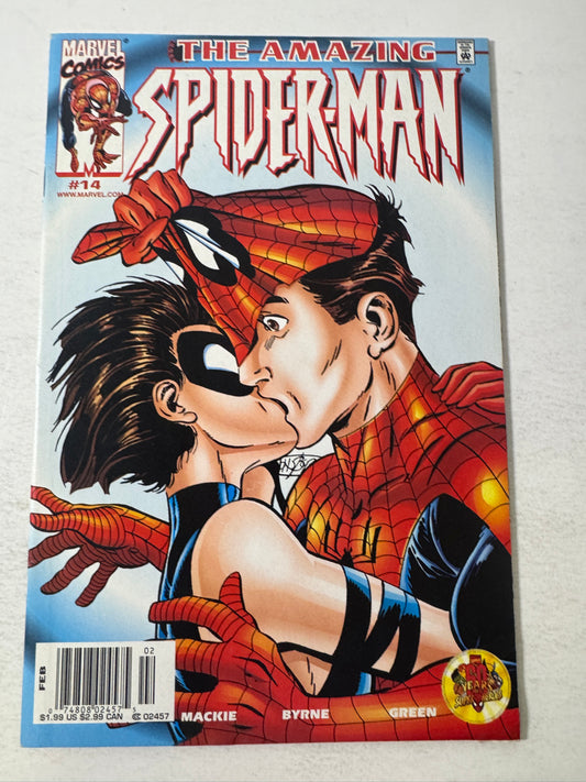 AMAZING SPIDER-MAN #14 Vol 2 VF+ John Byrne Cover NEWSSTAND