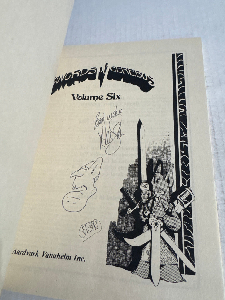 SWORDS OF CEREBUS Vol 6 1st Print NM  SIGNED by Gerhard & Dave Sim W/ Head Sketch