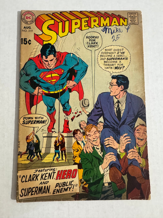 SUPERMAN #219 GD+ Neal Adams Cover
