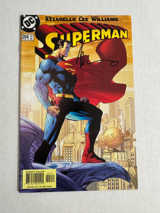 SUPERMAN #204 Vol 2 NM- Jim Lee Cover SIGNED by Brian Azzarello
