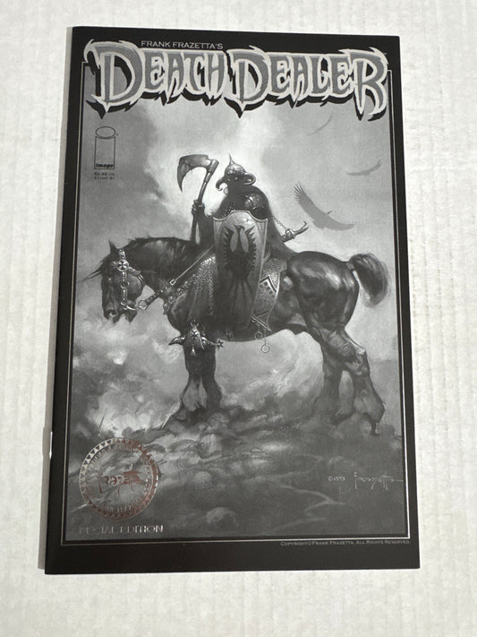 FRANK FRAZETTA'S DEATH DEALER #1 VF+ B/W Silver Foil FRAZETTA STAMP Variant