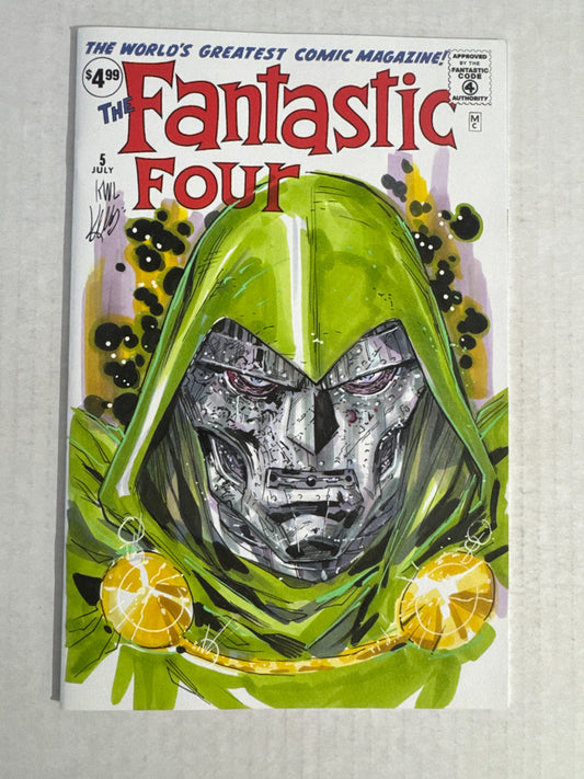 FANTASTIC FOUR #5 Facsimile NM Blank  Variant KEN LASHLEY DR DOOM ORIGINAL COLOUR SKETCH