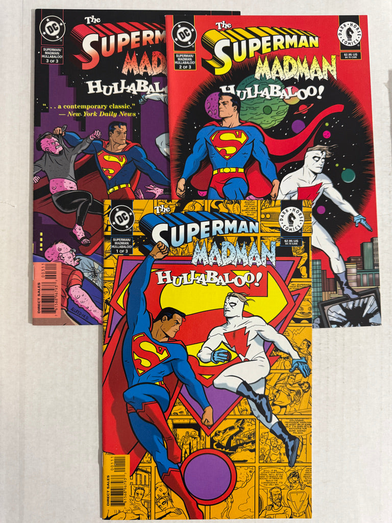 THE SUPERMAN MADMAN HULLABALOO #1-3 NM- Mike Allred Cover SET