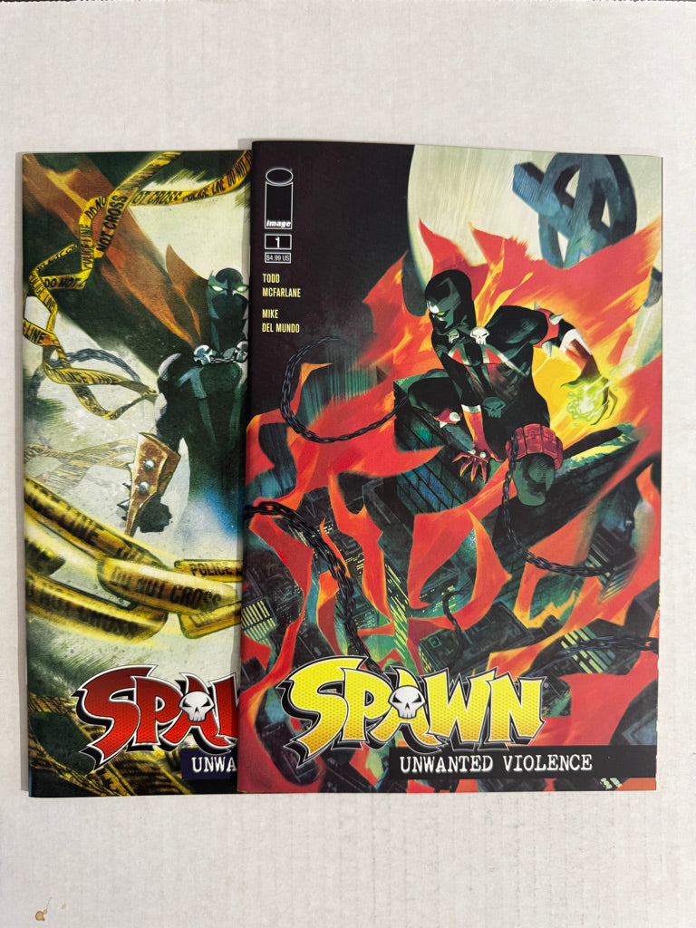 SPAWN UNWANTED VIOLENCE #1-2 NM Mike Del Mundo Covers SET