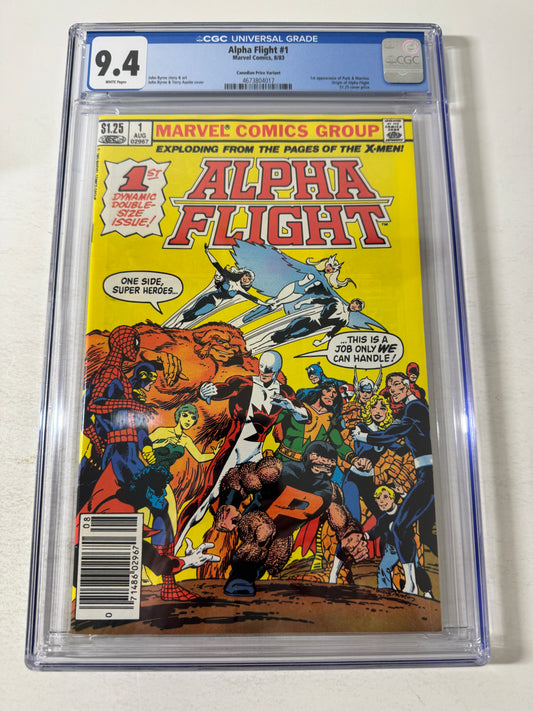 ALPHA FLIGHT #1 9.4 CGC John Byrne Cover CANADIAN PRICE VARIANT 1ST APPEARANCE