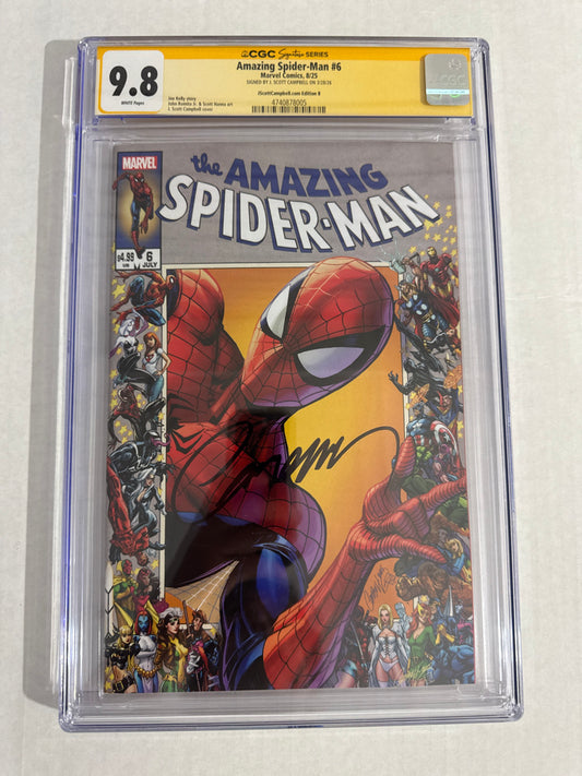 AMAZING SPIDER-MAN #6 Vol 7 CGC 9.8 J Scott Campbell B  Variant SIGNED