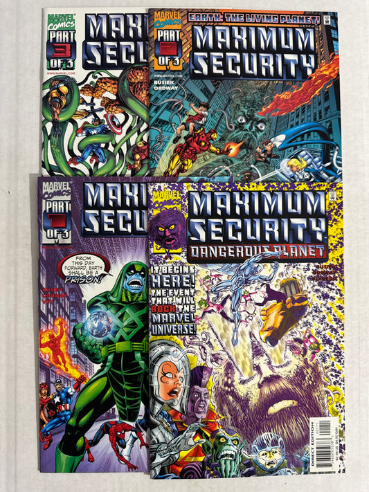 MAXIMUM SECURITY #1-3 + Dangerous Planet One Shot NM SET