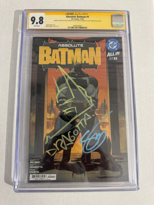 ABSOLUTE BATMAN #1 CGC SS 9.8 SIGNED by Snyder & Dragotta W/ Remark