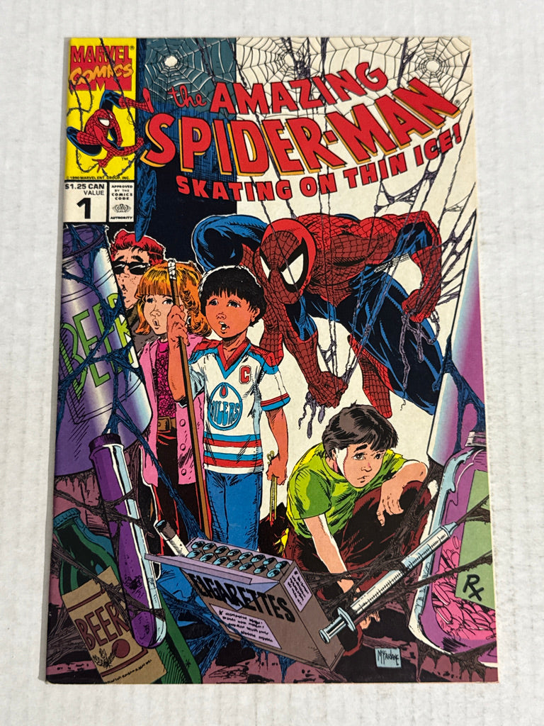 AMAZING SPIDER-MAN Skating On Thin Ice #1 VF+ Todd McFarlane Cover CANADIAN PRICE VARIANT