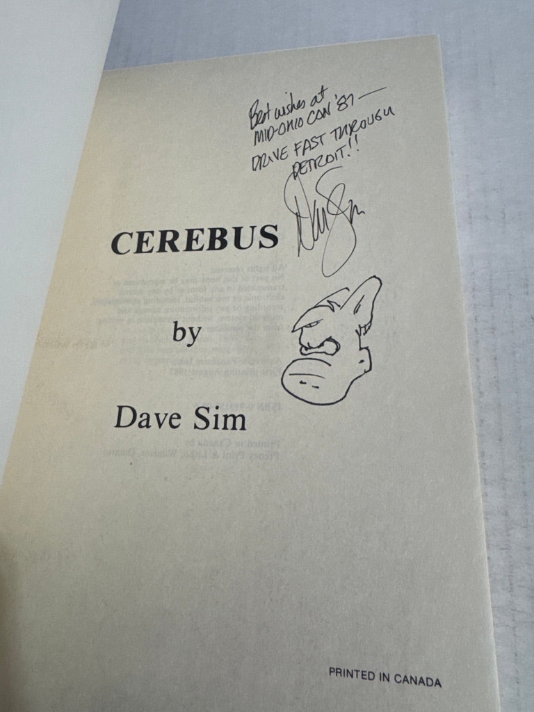 CEREBUS BOOK 1 TPB NM 1st Print SIGNED by Dave Sim W/ Head Sketch