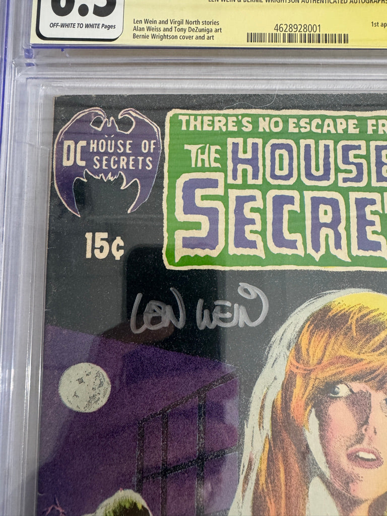 HOUSE OF SECRETS #92 CGC 6.5 JSA SIGNED 2x WRIGHTSON & WEIN 1ST APPEARANCE
