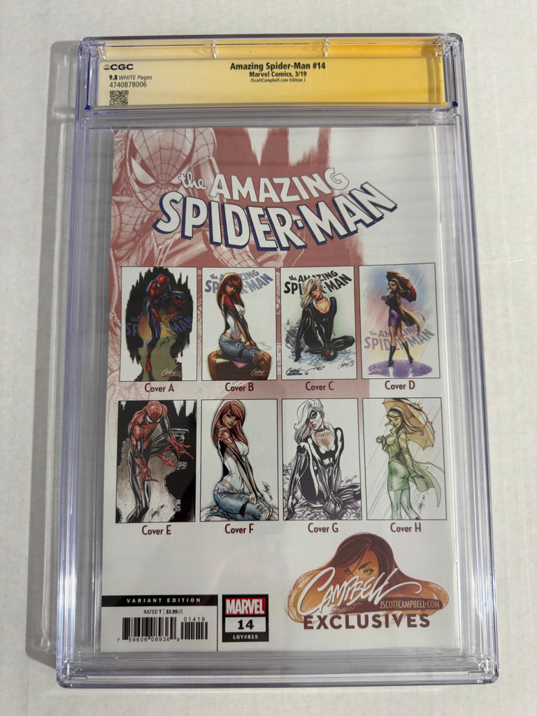 AMAZING SPIDER-MAN #14 Vol 5 CGC SS 9.8 J Scott Campbell J Variant SIGNED