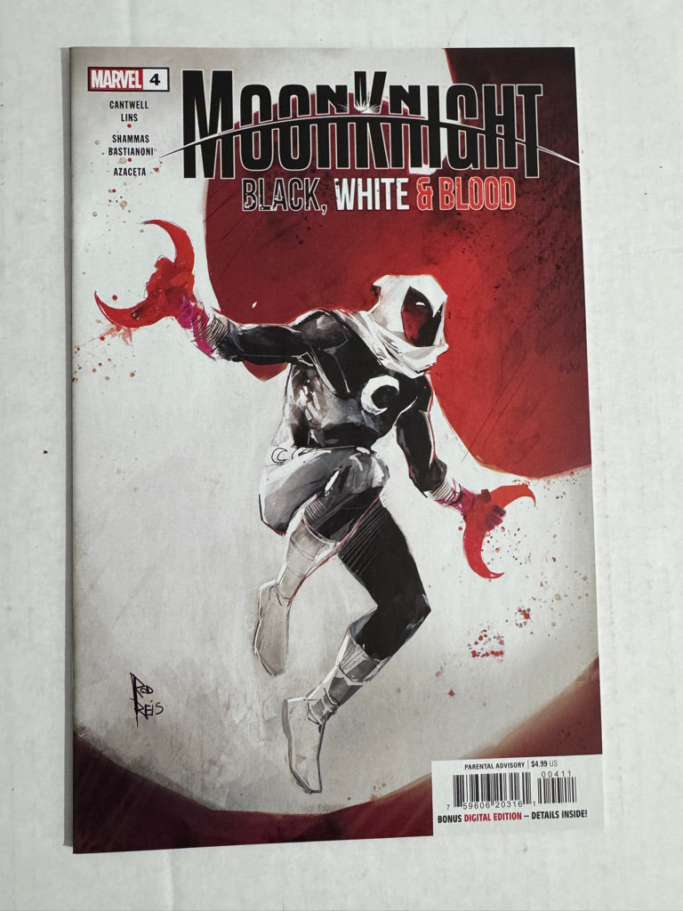 MOON KNIGHT BLACK WHITE & BLOOD #4 NM Rod Reis Cover