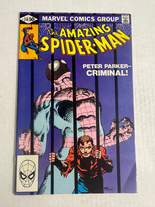 AMAZING SPIDER-MAN #219 FN+  Frank Miller Cover